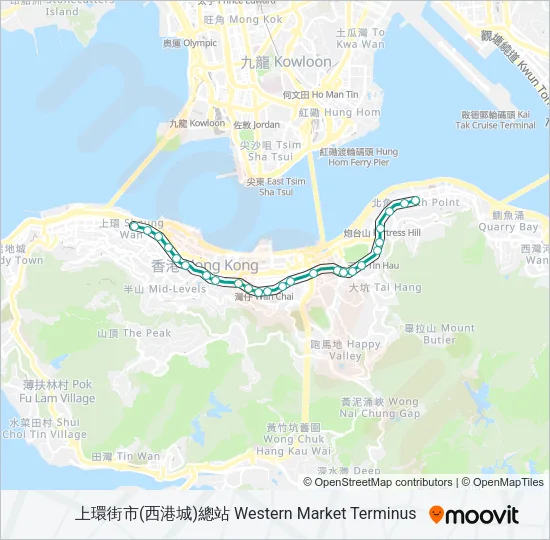 石塘咀 - 北角 Light Rail Line Map
