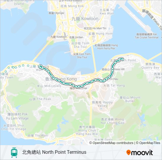 石塘咀 - 北角 light rail Line Map