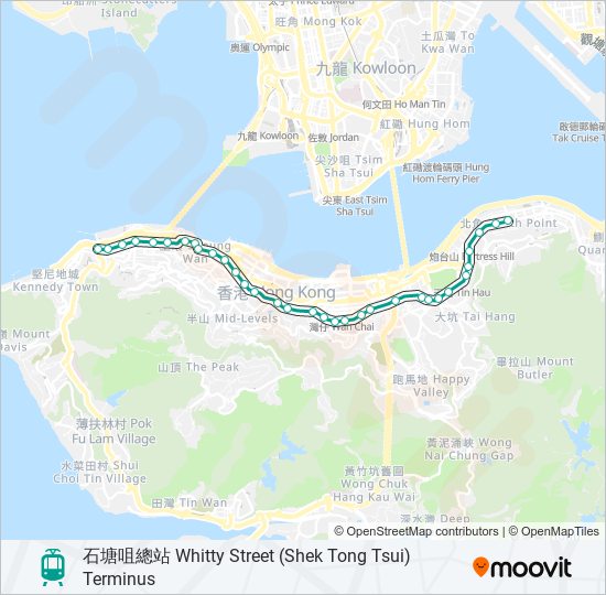 石塘咀 - 北角 light rail Line Map