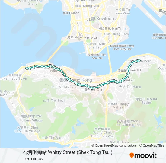 石塘咀 - 北角 Light Rail Line Map