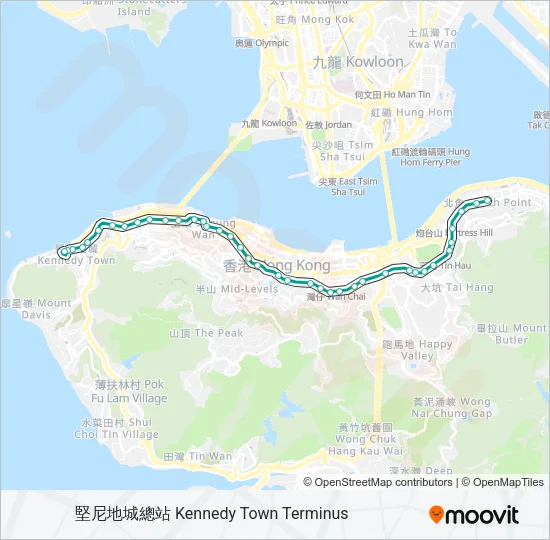 石塘咀 - 北角 Light Rail Line Map