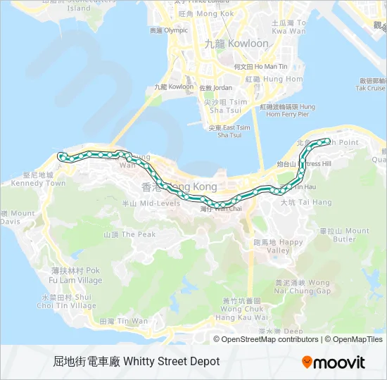 石塘咀 - 北角 Light Rail Line Map