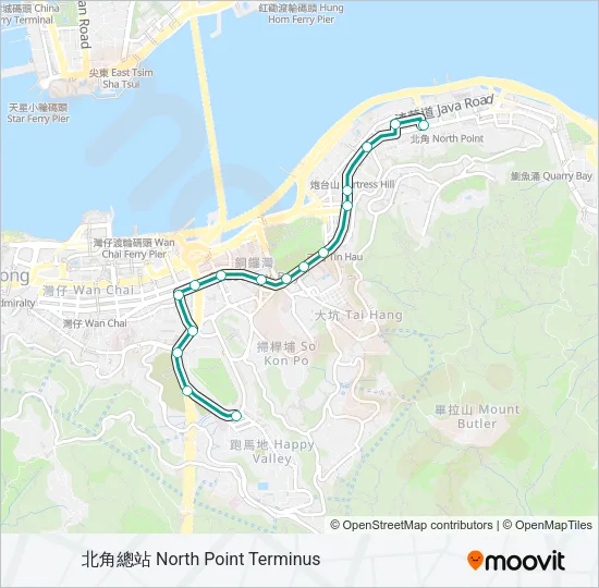 跑馬地 - 筲箕灣 Light Rail Line Map