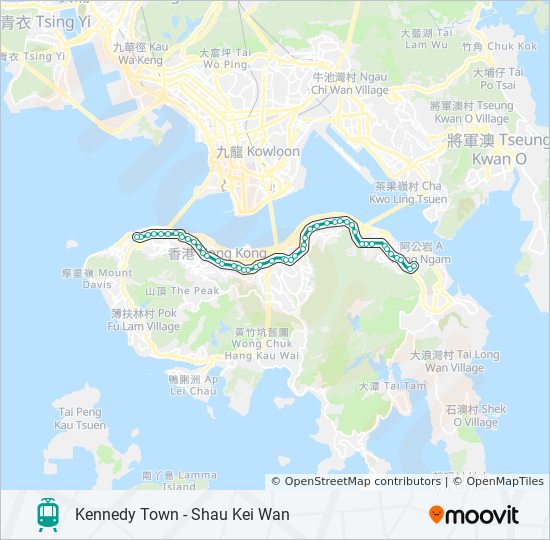 輕鐵堅尼地城 - 筲箕灣的線路圖