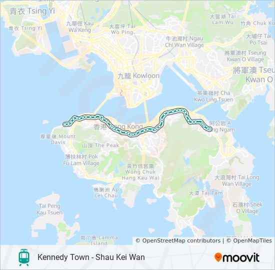 輕鐵堅尼地城 - 筲箕灣的線路圖