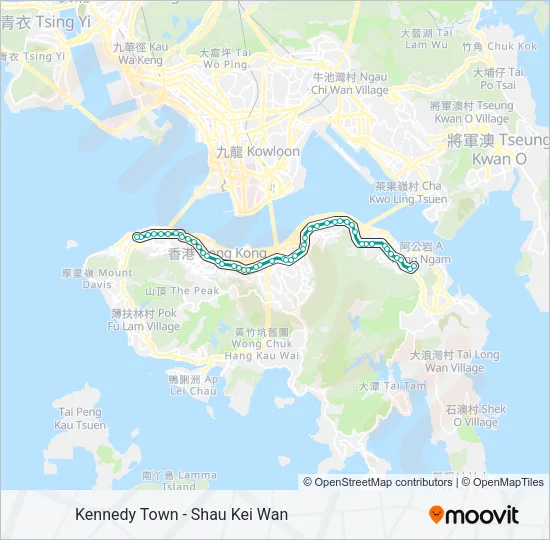 堅尼地城 - 筲箕灣 Light Rail Line Map