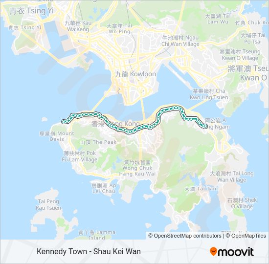 輕鐵堅尼地城 - 筲箕灣的線路圖