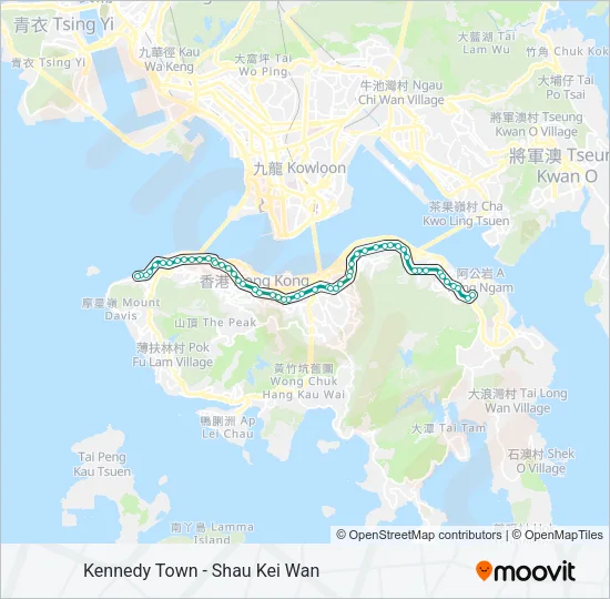 堅尼地城 - 筲箕灣 Light Rail Line Map