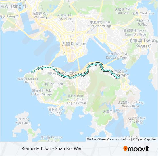 輕鐵堅尼地城 - 筲箕灣的線路圖