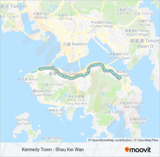 輕鐵堅尼地城 - 筲箕灣的線路圖