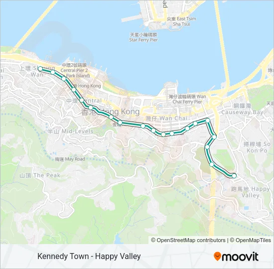 堅尼地城 - 跑馬地 Light Rail Line Map