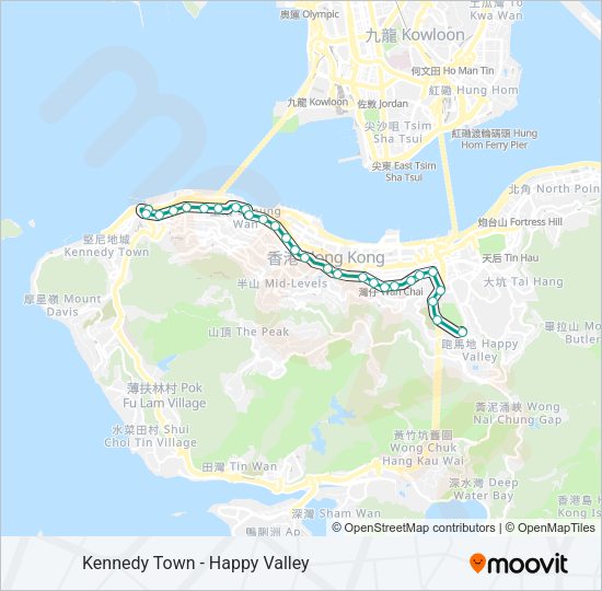 輕鐵堅尼地城 - 跑馬地的線路圖