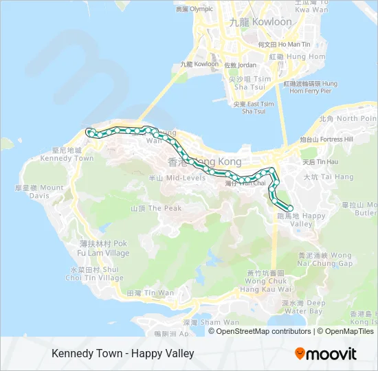 堅尼地城 - 跑馬地 Light Rail Line Map