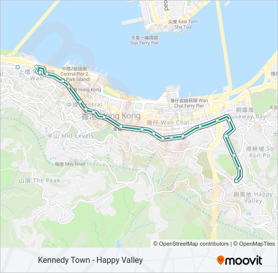 輕鐵堅尼地城 - 跑馬地的線路圖