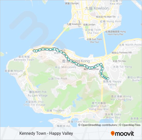 輕鐵堅尼地城 - 跑馬地的線路圖