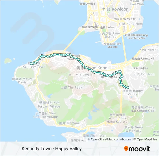 堅尼地城 - 跑馬地 Light Rail Line Map