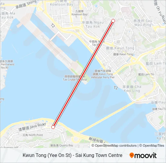 觀塘(宜安街) — 西貢市中心 Bus Line Map