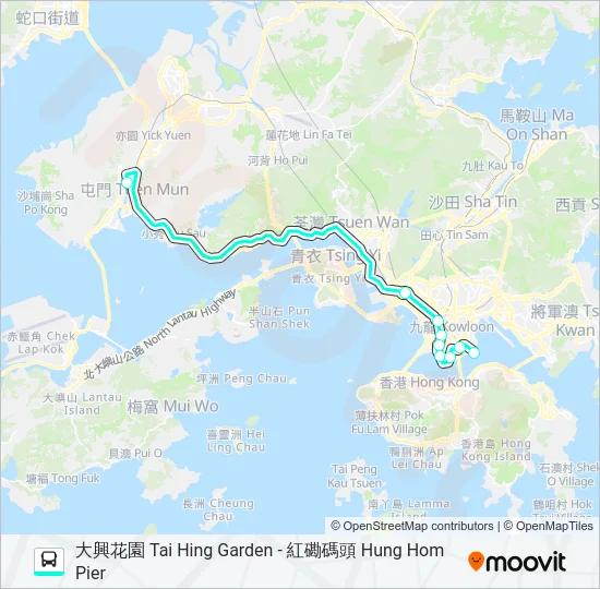 巴士NR707的線路圖