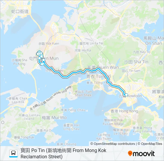 巴士NR707/NR720的線路圖