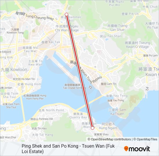 坪石／新蒲崗 — 荃灣(福來邨) Bus Line Map