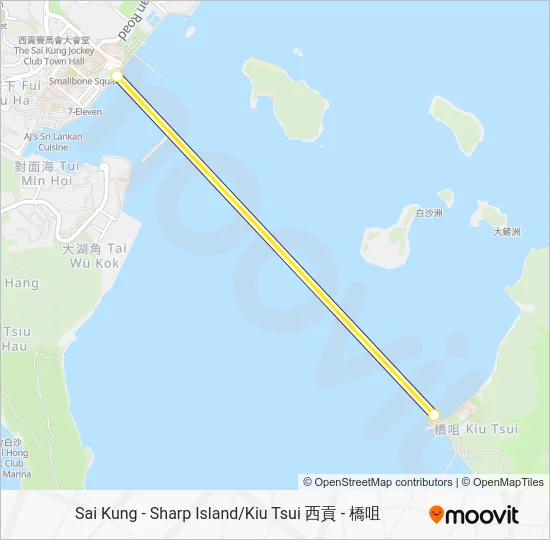 SAI KUNG - SHARP ISLAND 西貢 - 橋咀 Ferry Line Map