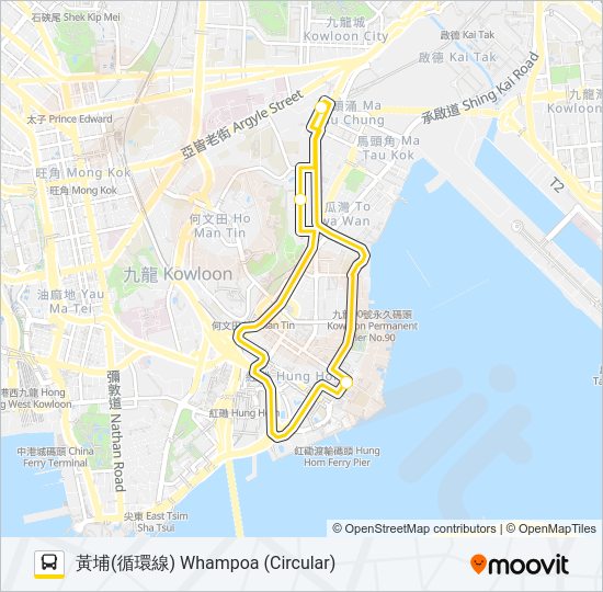 黃埔－真善美免費穿梭巴士 WHAMPOA - CHUN SEEN MEI SHUTTLE BUS Bus Line Map