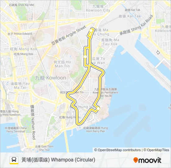 黃埔－真善美免費穿梭巴士 WHAMPOA - CHUN SEEN MEI SHUTTLE BUS Bus Line Map