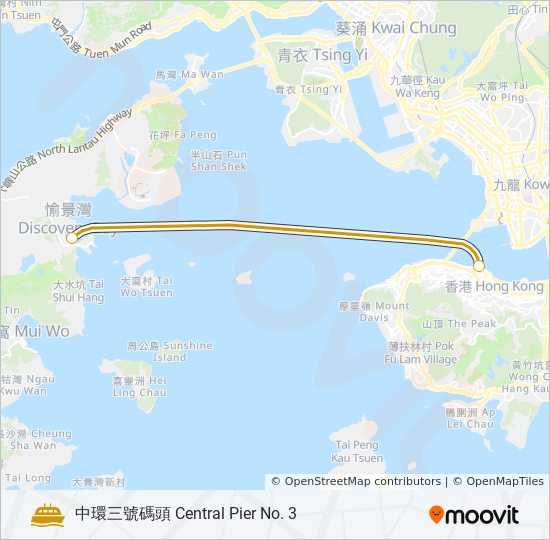 中環 - 愉景灣 ferry Line Map