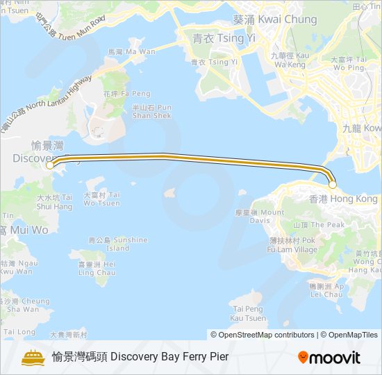 渡輪中環 - 愉景灣的線路圖
