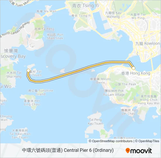 中環 - 坪洲 Ferry Line Map