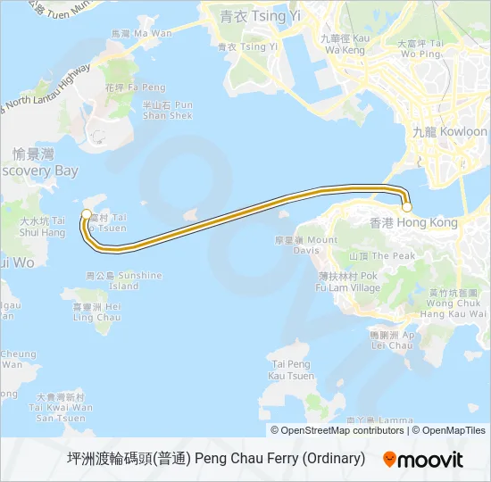 中環 - 坪洲 Ferry Line Map