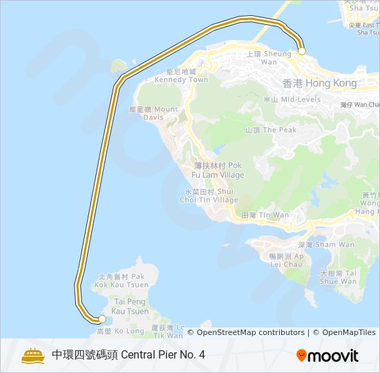 中環 - 榕樹灣 ferry Line Map