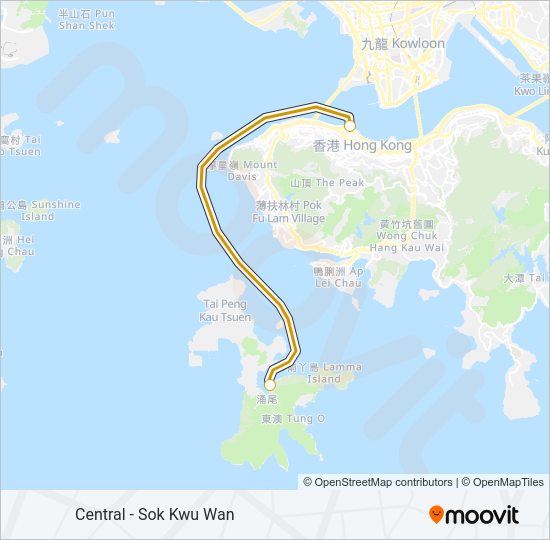 渡輪中環 - 索罟灣的線路圖