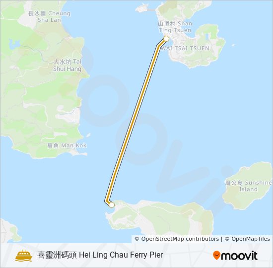 坪洲 - 喜靈洲 ferry Line Map