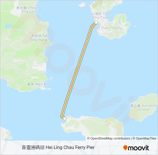 坪洲 - 喜靈洲 Ferry Line Map
