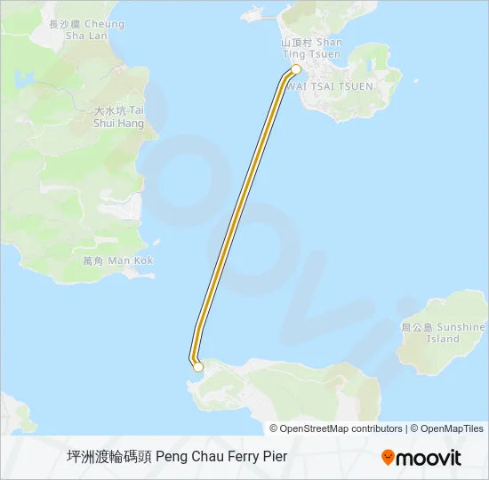 坪洲 - 喜靈洲 Ferry Line Map