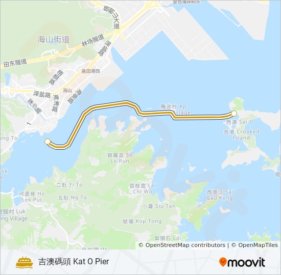 沙頭角 - 吉澳 ferry Line Map