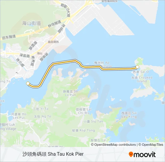 沙頭角 - 吉澳 Ferry Line Map