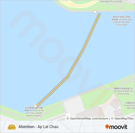 香港仔 - 鴨脷洲 ferry Line Map