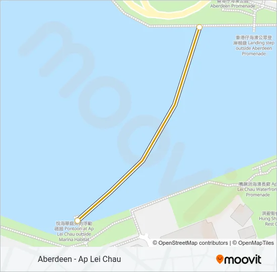 香港仔 - 鴨脷洲 Ferry Line Map