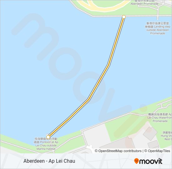 渡輪香港仔 - 鴨脷洲的線路圖