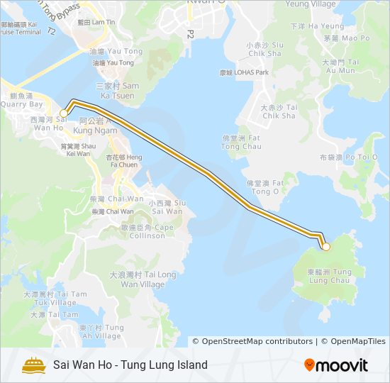 西灣河 - 東龍島 ferry Line Map