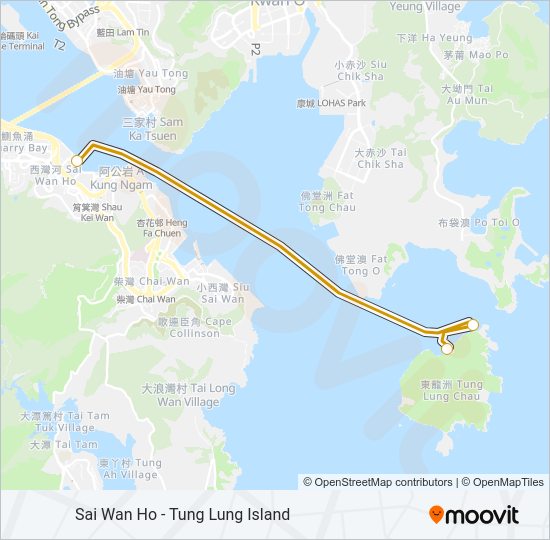 西灣河 - 東龍島 Ferry Line Map