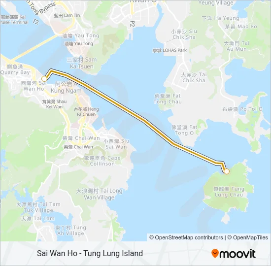 西灣河 - 東龍島 Ferry Line Map