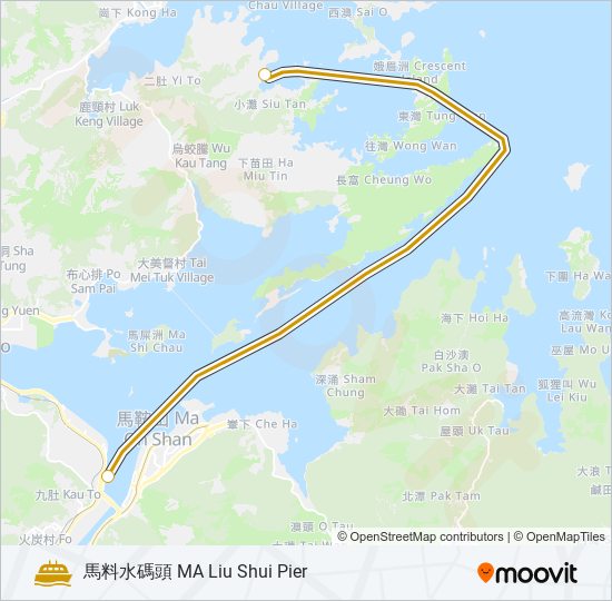 渡輪馬料水 - 荔枝窩的線路圖