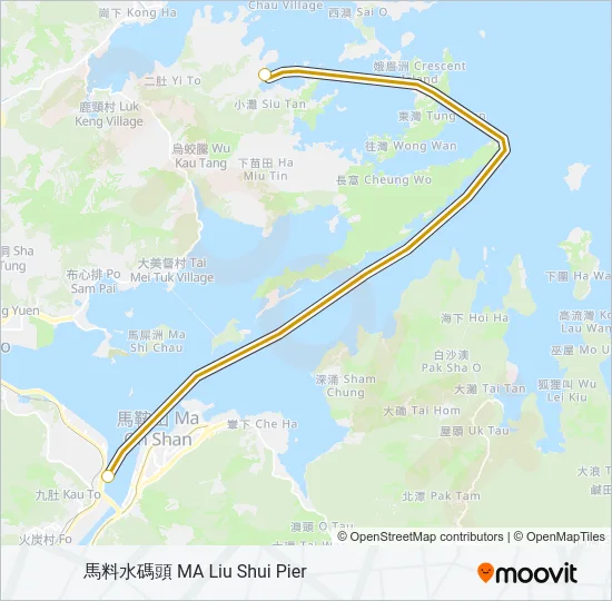馬料水 - 荔枝窩 Ferry Line Map