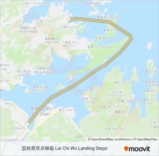 馬料水 - 荔枝窩 Ferry Line Map