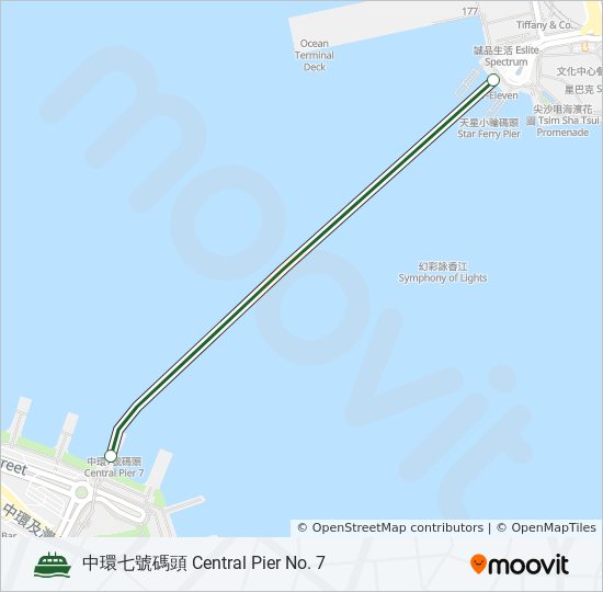 尖沙咀 - 中環 ferry Line Map