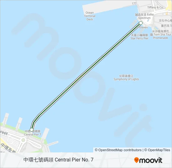 尖沙咀 - 中環 Ferry Line Map