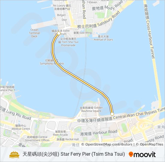 尖沙咀 - 灣仔 ferry Line Map